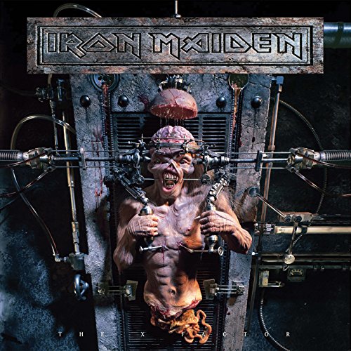 Iron Maiden’s “The X Factor” album cover: a grotesque, mechanical scene.