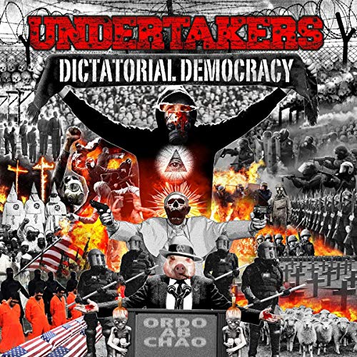 Album cover: chaotic collage with figures, flames, and political imagery.