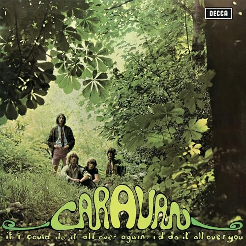 Four men stand in a lush, green forest setting with the band name below.