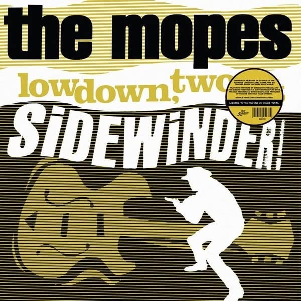 Record cover for “The Mopes - Lowdown. Two-Bit Sidewinder!” with black and gold graphics.