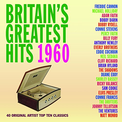 CD cover for “Britain’s Greatest Hits 1960” with a record player image.