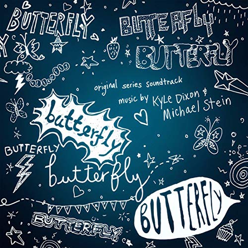 “Butterfly” soundtrack vinyl cover with hand-drawn illustrations and text.
