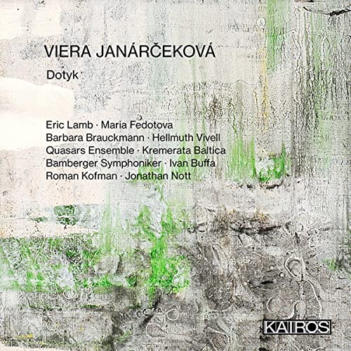 CD cover for “Dotyk” by Viera Janárčeková with textured, mossy background.