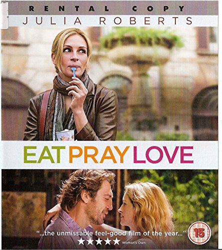 DVD cover for “Eat Pray Love” featuring Julia Roberts and a couple.