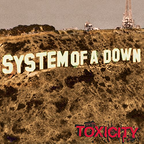 System Of A Down" album cover with Hollywood sign and desert landscape.