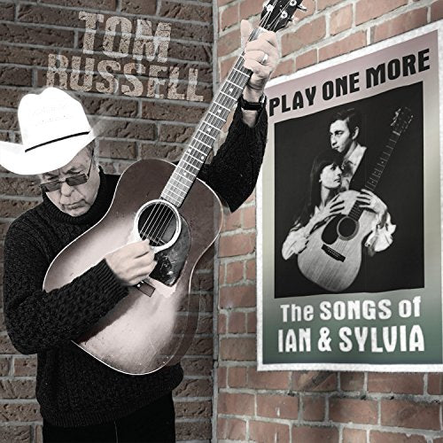Tom Russell CD cover featuring a man with a guitar and portrait.