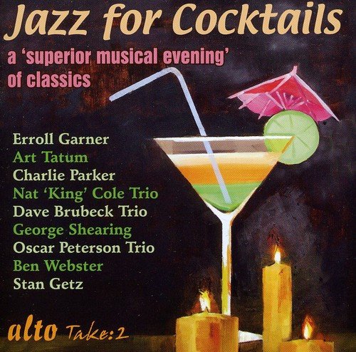 CD cover for “Jazz for Cocktails” featuring a cocktail glass and musicians’ names.