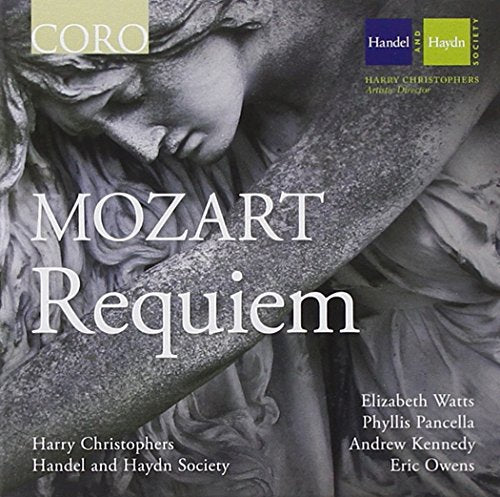 CD cover for Mozart’s Requiem featuring a marble sculpture detail.