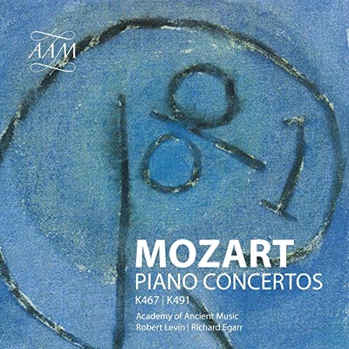 CD cover for Mozart piano concertos, featuring blue abstract design and text.