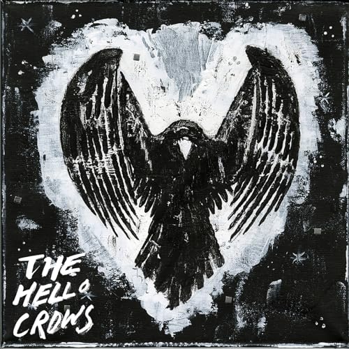 Black and white album cover featuring a stylized crow with spread wings.