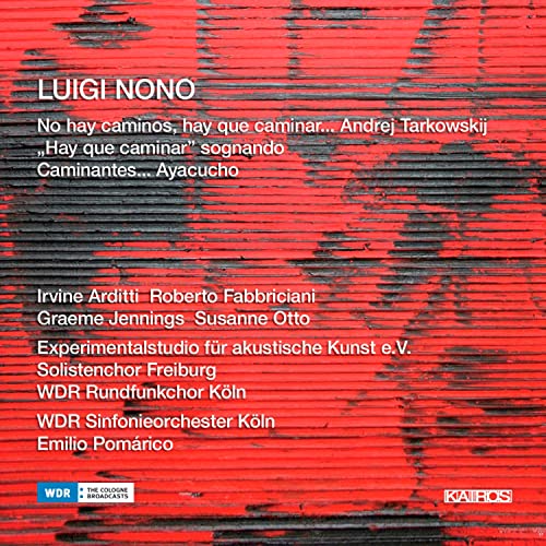CD cover for Luigi Nono’s “No Hay Caminos…”, featuring red textured background.