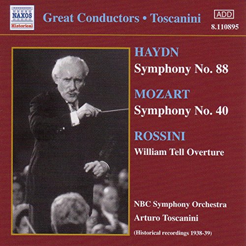 CD cover featuring conductor Arturo Toscanini and composers Haydn, Mozart, Rossini.