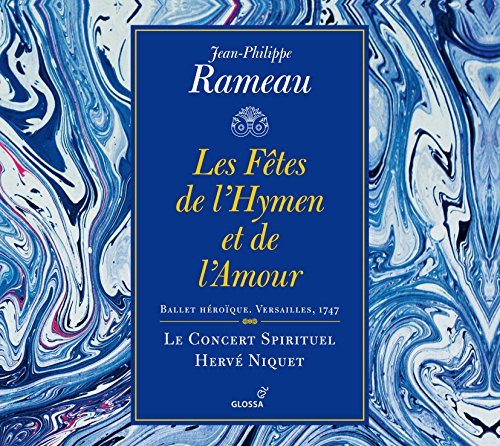 CD cover for Rameau’s “Les Fêtes de l’Hymen et de l’Amour” with marbled design.