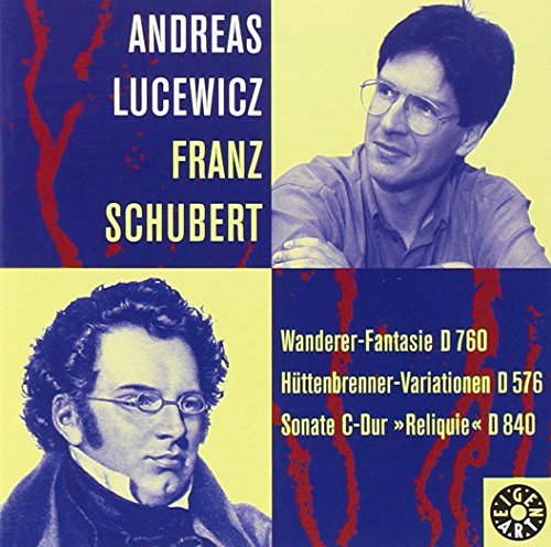 CD cover featuring pianist Andreas Lucewicz and composer Franz Schubert portraits.
