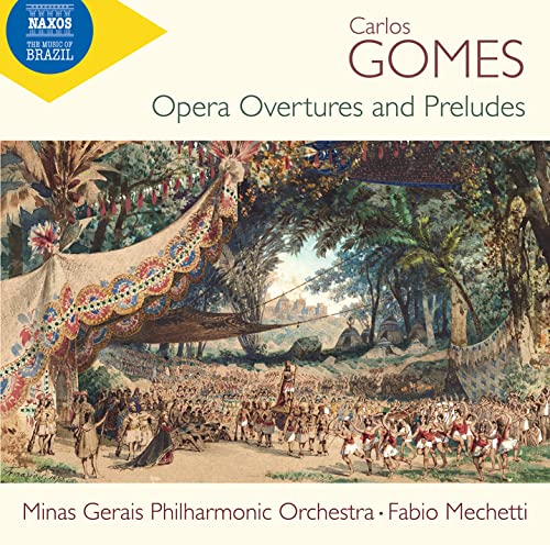 CD cover for Carlos Gomes opera overtures, featuring a painted festival scene.