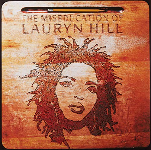 Album cover showing a sketch of Lauryn Hill on a wooden school desk.