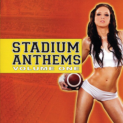 CD cover for “Stadium Anthems Volume One” with a woman and football.