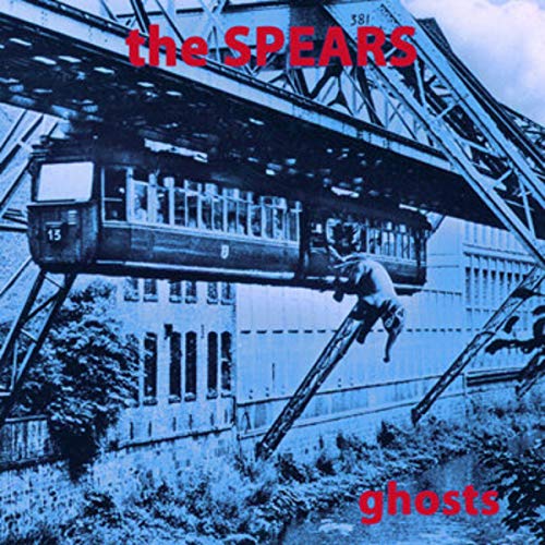 Blue-toned album cover showing a person climbing a ladder toward a suspended train.