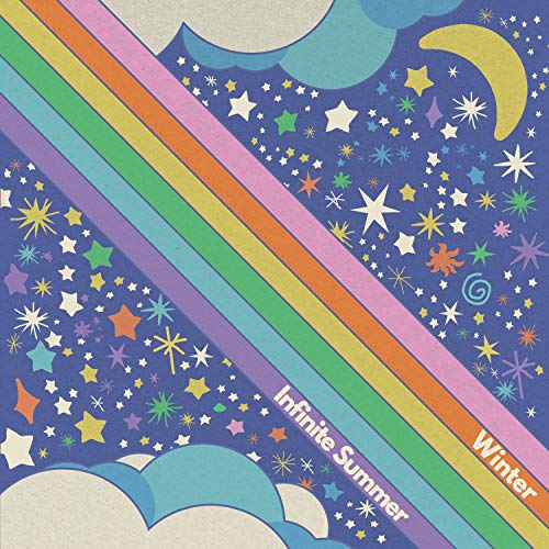 Album cover with colorful stripes, stars, clouds, and text “Winter - Infinite Summer”.