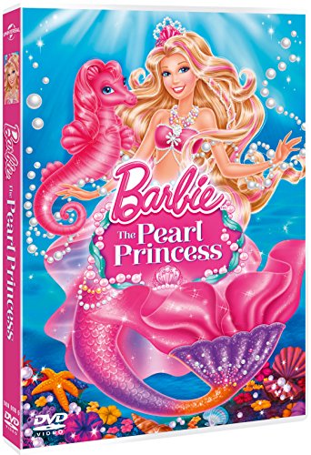 DVD cover of Barbie as a mermaid with a pink seahorse in blue water.