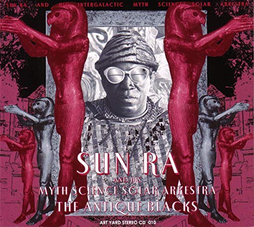 CD cover for Sun Ra’s “Antique Blacks” featuring a portrait and statues.