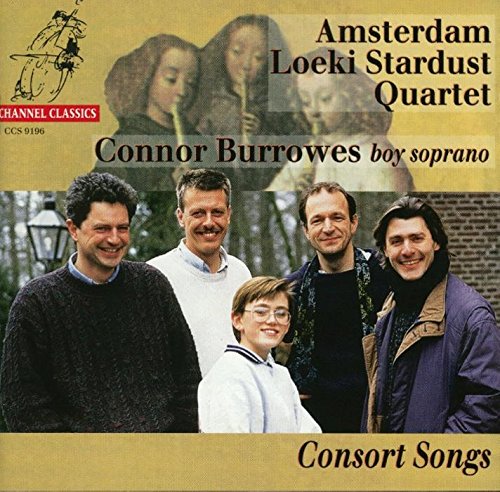 CD cover featuring musicians and a boy soprano, titled "Consort Songs".