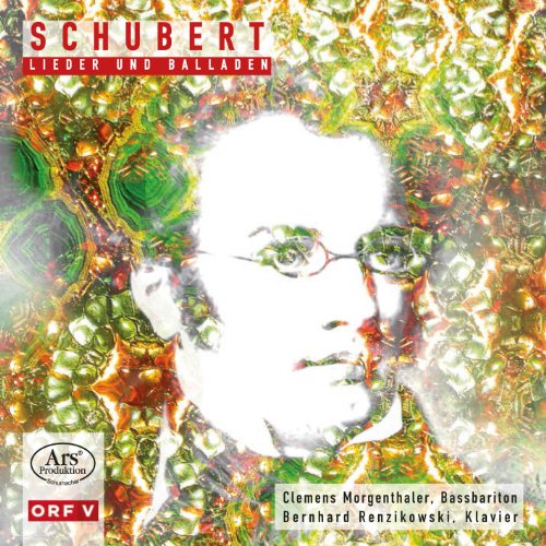 CD cover featuring a portrait of Franz Schubert amidst abstract foliage.