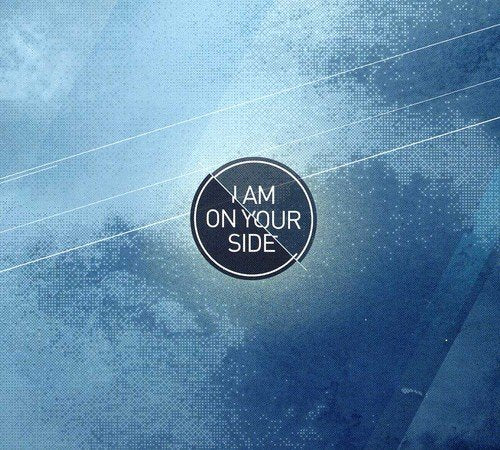 CD cover with blue textured background and text "I AM ON YOUR SIDE".