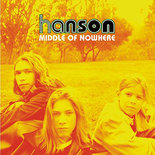 CD cover for Hanson’s “Middle of Nowhere” featuring three young men.
