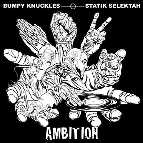 Black and white album cover for “Ambition” by Bumpy Knuckles and Statik Selektah.