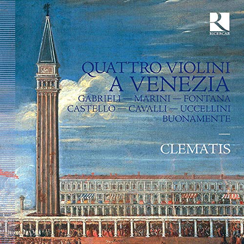 CD cover: Venice skyline with text “Quattro Violini A Venezia - CLEMATIS”.