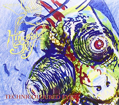 CD cover: abstract painting of a bird’s eye with vibrant colours.