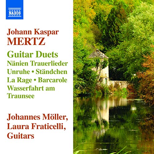 CD cover for Mertz Guitar Duets featuring a lakeside landscape.