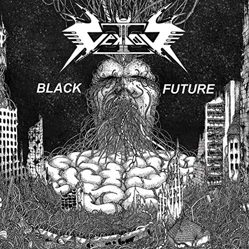 Black and white illustration of a bearded figure amidst a cityscape.