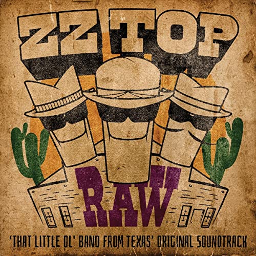 ZZ Top “Raw” vinyl album cover with hats, cacti, and textured background.
