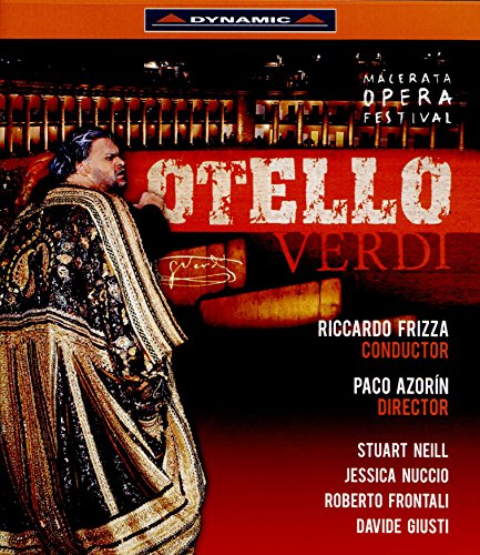 Blu-ray cover for Verdi’s *Otello* opera, featuring a tenor in costume.
