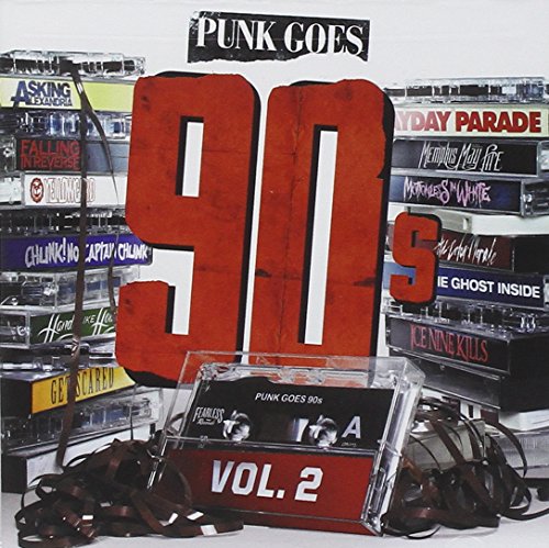 CD cover for "Punk Goes 90's Volume 2" with red 90's text and cassettes.