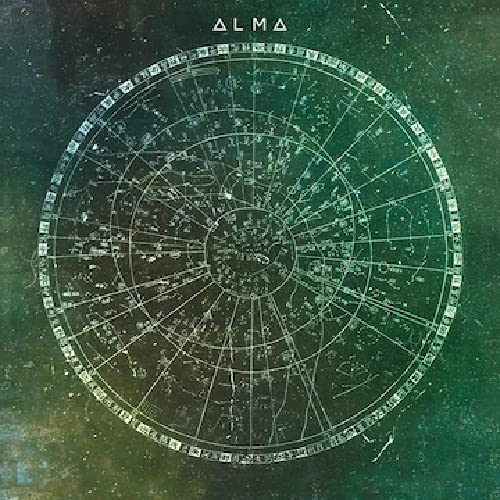 CD cover for Vlmv’s “Alma” featuring a detailed circular, green-toned design.