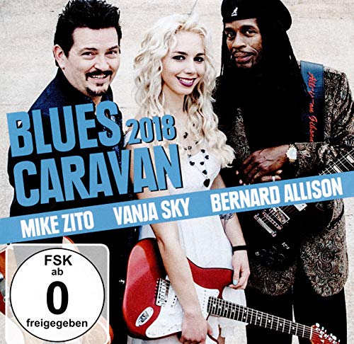 CD cover featuring three musicians with guitars, "Blues Caravan 2018".