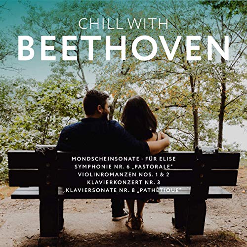 CD cover: couple on a bench with "Chill With Beethoven" text.