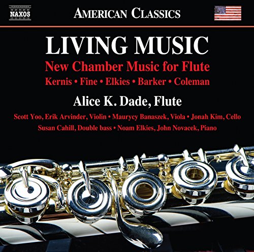 CD cover for "Living Music" featuring Alice Dade playing the flute.