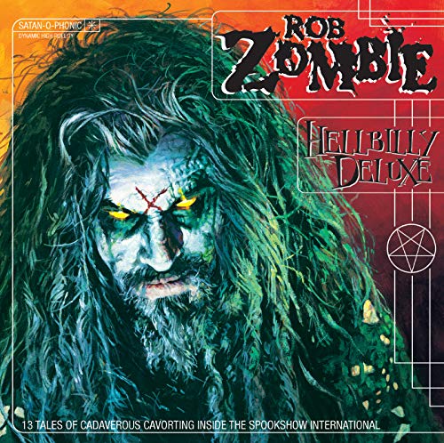 Album cover featuring Rob Zombie with long hair, glowing yellow eyes, and red markings.
