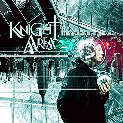 CD cover for Knight Area’s “Hyperdrive,” featuring a futuristic cityscape and figure.