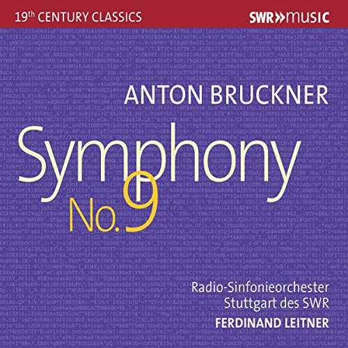 CD cover for Anton Bruckner’s Symphony No. 9, with yellow text on a patterned background.