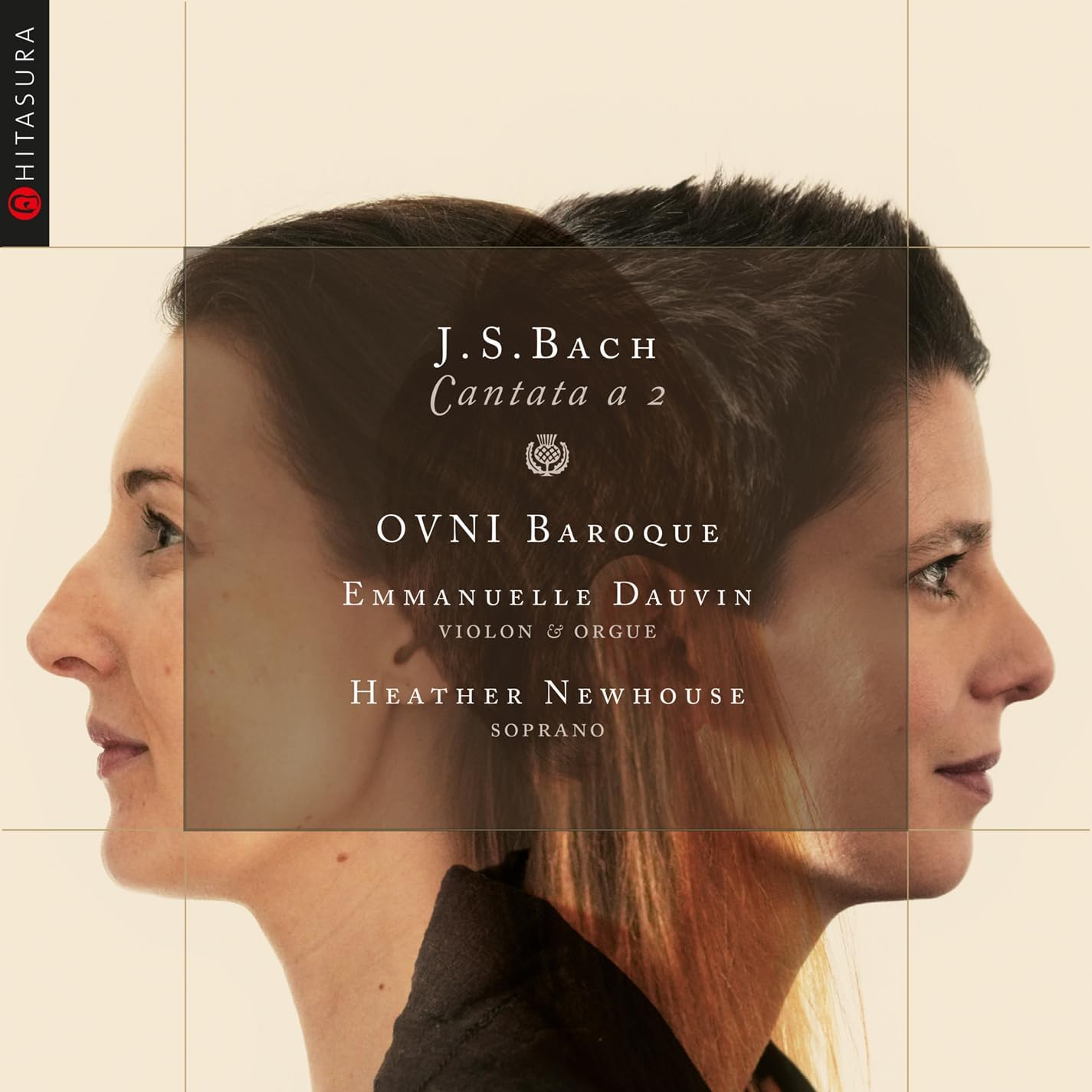 CD cover for J.S. Bach’s Cantata a 2, featuring portraits and text.