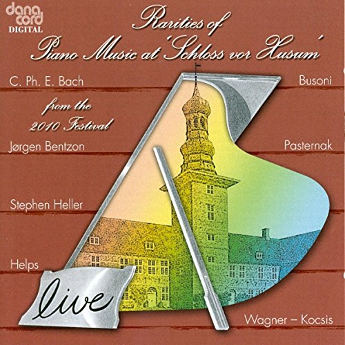 CD cover: abstract piano and church tower design, “Rarities of Piano Music.”