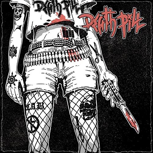 Black and white illustration of a punk figure with a weapon.