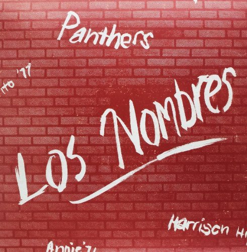 Vinyl record cover with red brick background and white text: "Los Nombres".