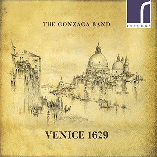 CD cover for "The Gonzaga Band - Venice 1629" with a sketched cityscape.