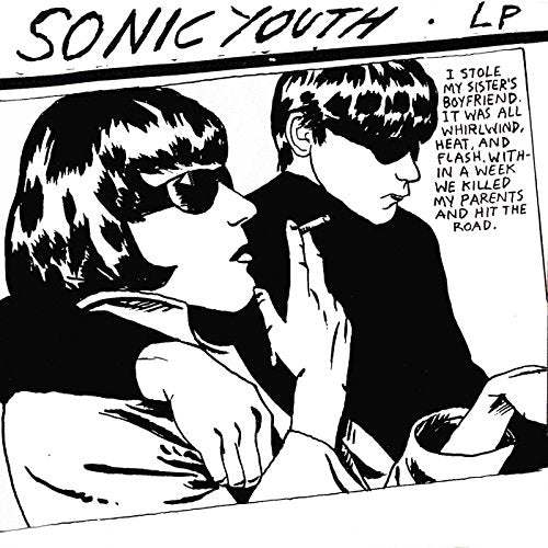 Black and white comic-style illustration of two people with sunglasses, one smoking a cigarette.